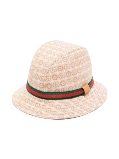 Shop Gucci Logo-print Cotton Bucket Hat In Neutrals