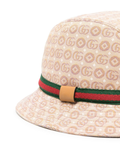 Shop Gucci Logo-print Cotton Bucket Hat In Neutrals