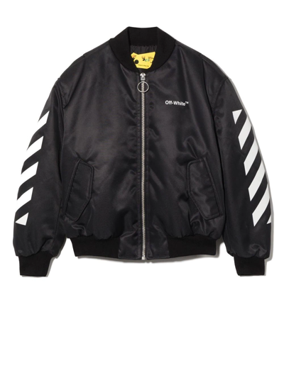 Shop Off-white Diagonal Stripes Zipped Bomber Jacket In Black