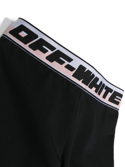 Shop Off-white Logo Waistband Mid-rise Leggings In Black