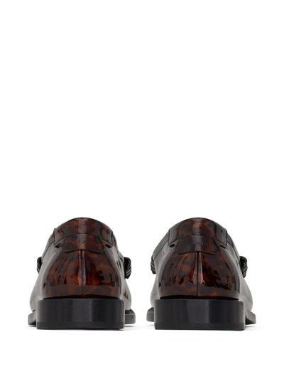 Shop Saint Laurent Tortoiseshell-effect 15mm Loafers In Brown