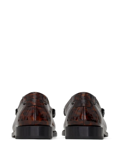 Shop Saint Laurent Tortoiseshell-effect Leather Loafers In Brown