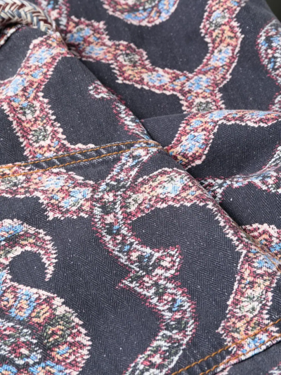 Etro Abstract-pattern Tapered-leg Trousers In Blue