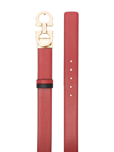 Ferragamo Red Gancini Belt In Red