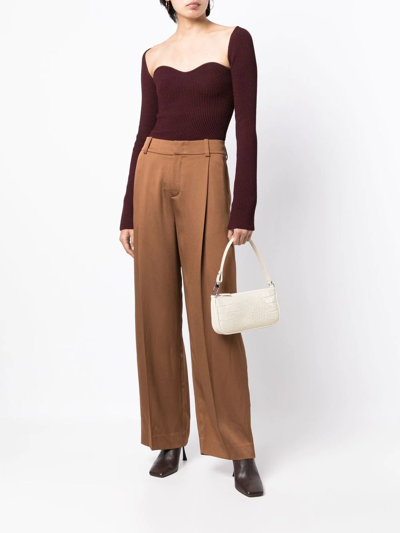 Vince Tailored Wide Leg Trousers In Brown