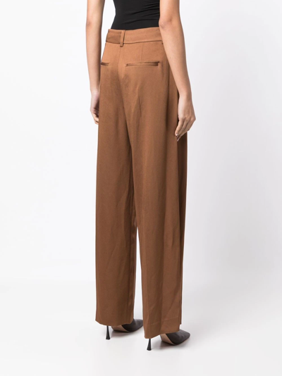 Shop Vince Tailored Wide-leg Trousers In Brown