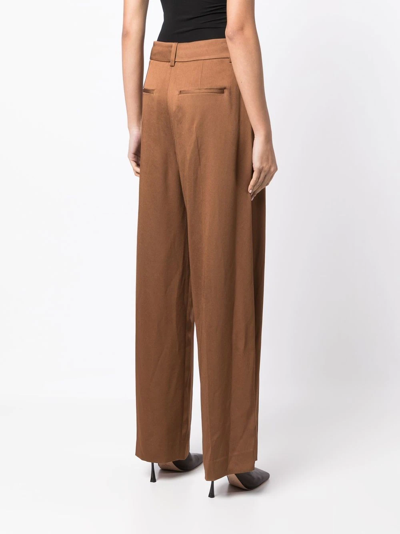 Vince Tailored Wide Leg Trousers In Brown
