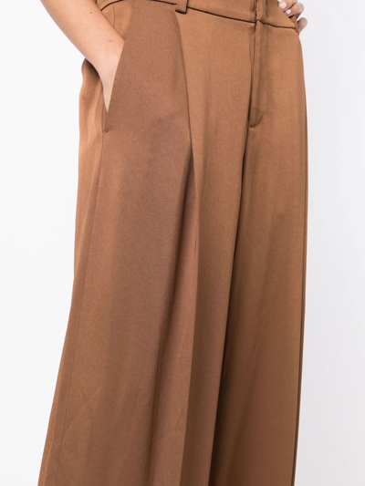 Vince Tailored Wide Leg Trousers In Brown