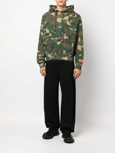 Shop Heron Preston Camouflage-pattern Cotton Hoodie In Green