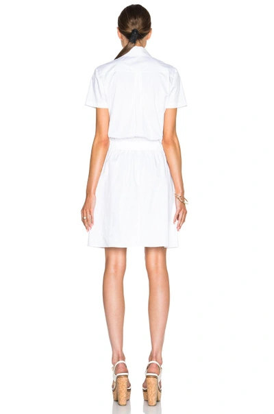 Shop Carven Collared Poplin Dress In Blanc Optique