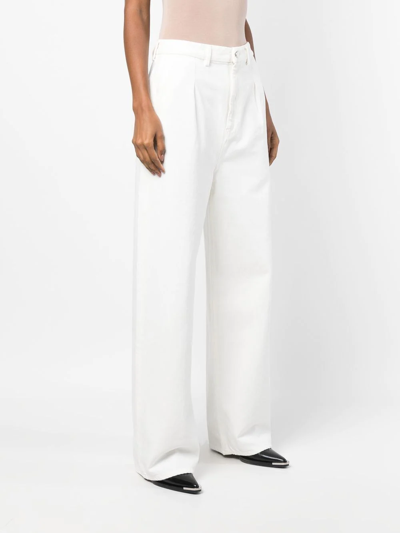 Shop Loulou Studio Attu Wide-leg Jeans In White