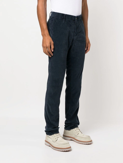 Shop Incotex Straight-leg Corduroy Trousers In Blue
