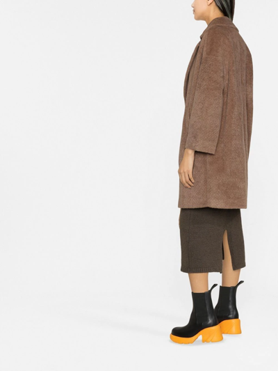 Blanca Vita Tuia Textured Double-breasted Coat In Brown