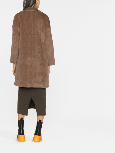 Blanca Vita Tuia Textured Double-breasted Coat In Brown