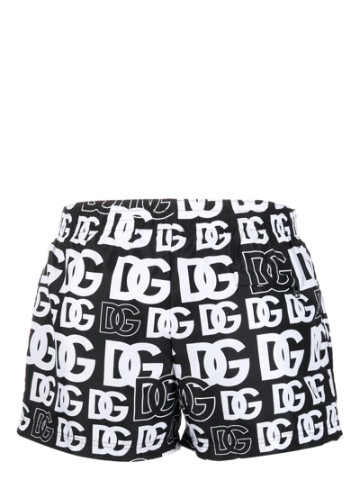 Shop Dolce & Gabbana Logo-print Swim Shorts In Black