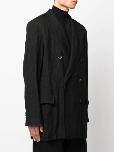 Shop Uma Wang Double-breasted Wool Coat In Black