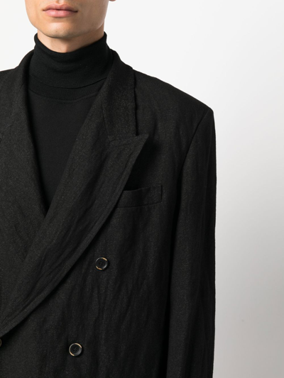 Shop Uma Wang Double-breasted Wool Coat In Black