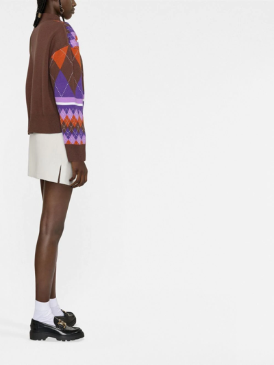 Versace Jeans Couture Pullover With Argyle Knit Construction In Brown