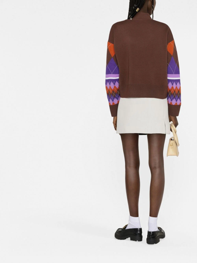 Versace Jeans Couture Pullover With Argyle Knit Construction In Brown