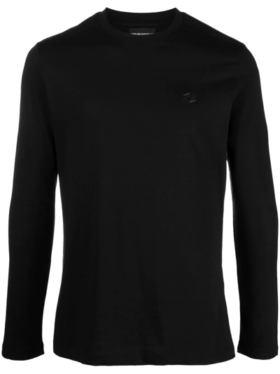 Shop Emporio Armani Logo-patch Long-sleeve T-shirt In Black