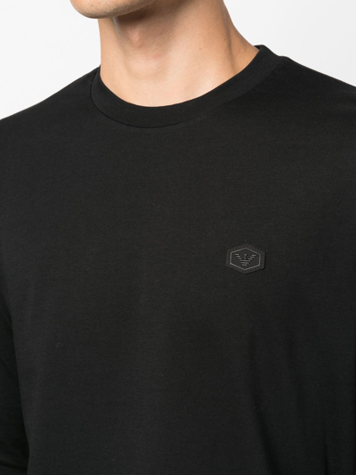 Shop Emporio Armani Logo-patch Long-sleeve T-shirt In Black