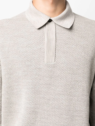 Shop Brioni Cotton-wool Blend Polo Shirt In Grey