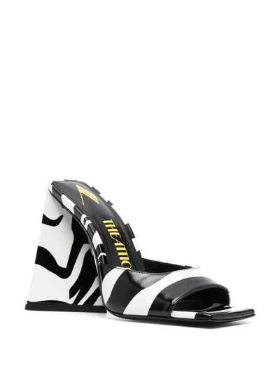 Attico Devon 115mm Zebra-print Mules In Black