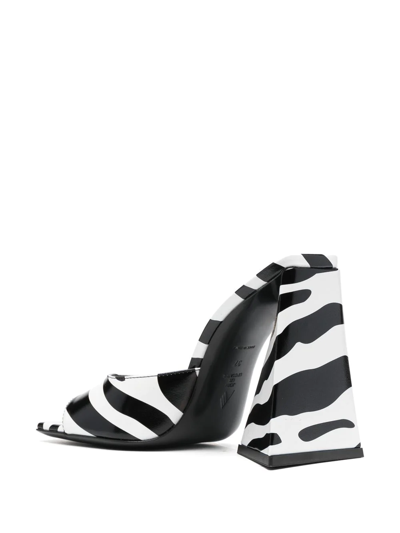 Attico Devon 115mm Zebra-print Mules In Black
