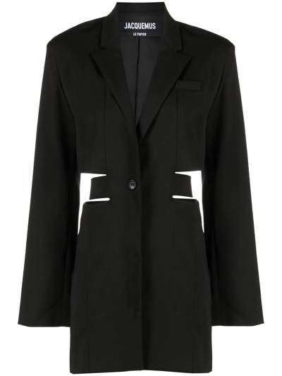 Shop Jacquemus Bari Cut-out Blazer Dress In Black