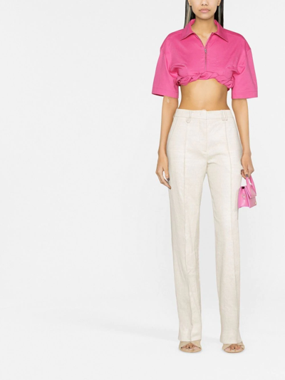 Shop Jacquemus La Chemise Silpa Cropped Shirt In Pink