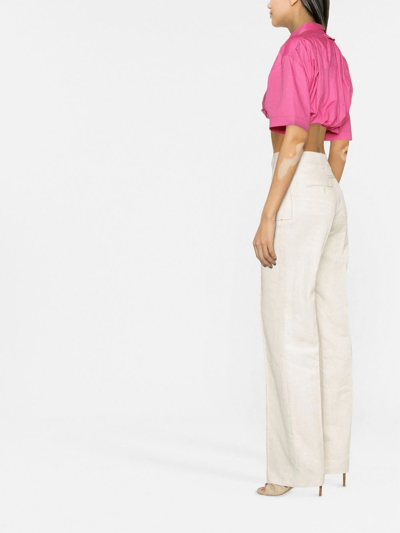 Shop Jacquemus La Chemise Silpa Cropped Shirt In Pink