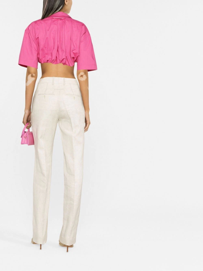 Shop Jacquemus La Chemise Silpa Cropped Shirt In Pink