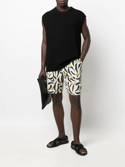 Shop Nanushka Mix-print Drawstring-waist Shorts In Neutrals