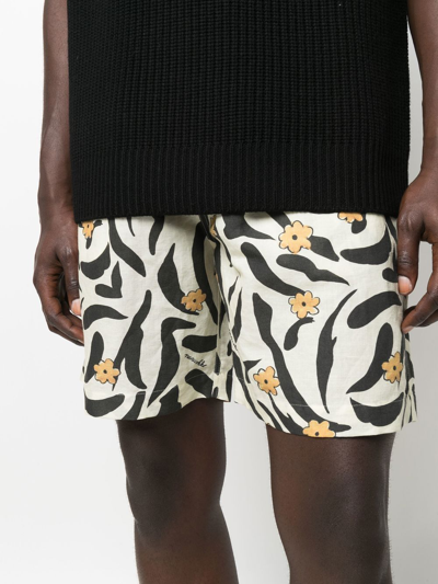 Shop Nanushka Mix-print Drawstring-waist Shorts In Neutrals