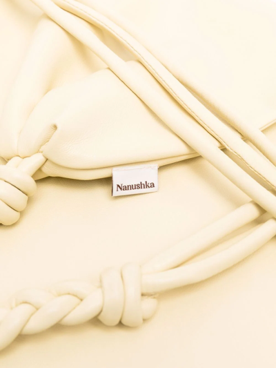 Shop Nanushka Geometric Braided-detail Scarf In Yellow