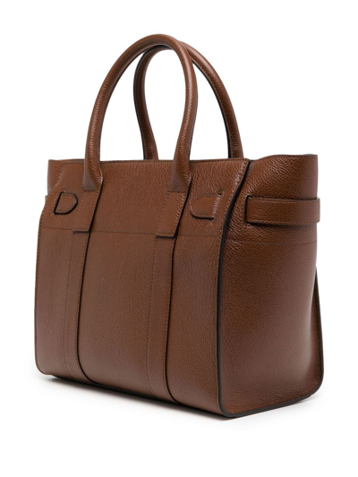 Shop Mulberry Small Bayswater Zipped Tote Bag In Brown