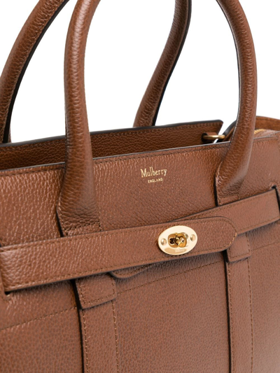 Shop Mulberry Small Bayswater Zipped Tote Bag In Brown