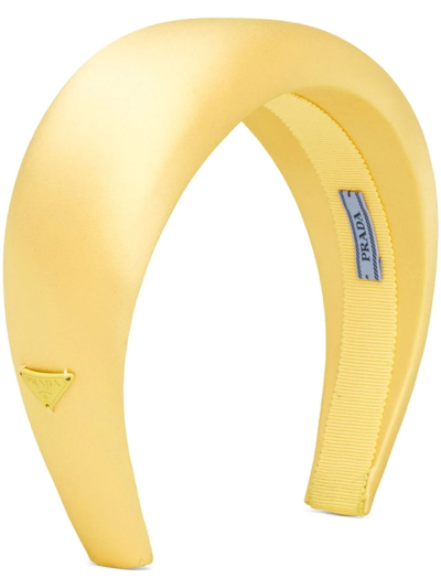 Shop Prada Silk-satin Headband In Yellow
