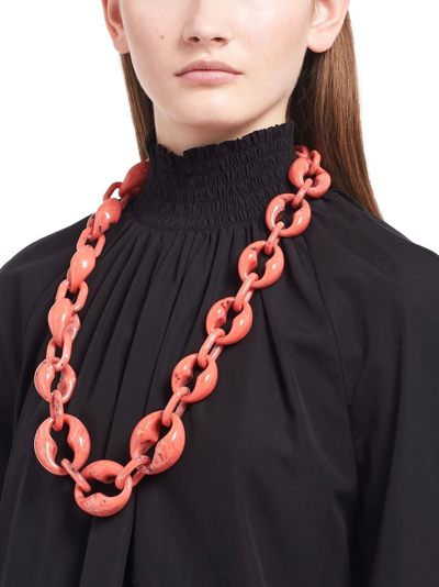 Shop Prada Chain-link Necklace In Red