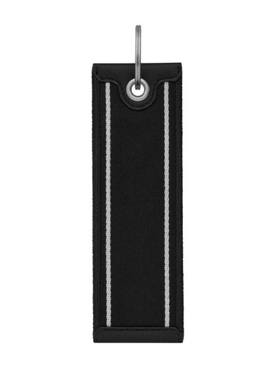 Shop Saint Laurent Woven-logo Tag Keyring In Black