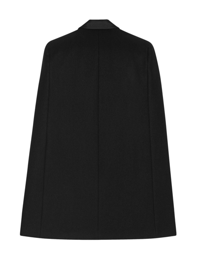 Shop Saint Laurent Wool-blend Tuxedo Cape In Black