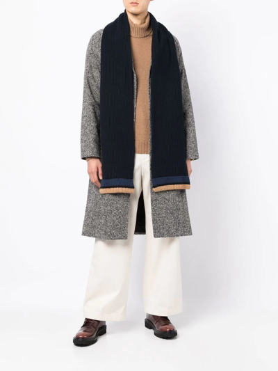 Pringle Of Scotland Tipped Wool-cashmere Scarf In Blue