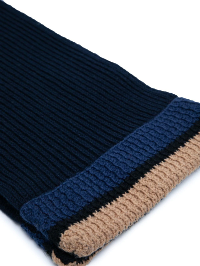 Pringle Of Scotland Tipped Wool-cashmere Scarf In Blue