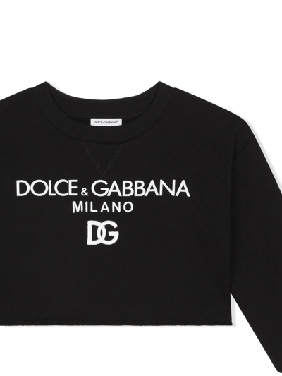 Shop Dolce & Gabbana Logo-embroidered Cotton Hoodie In Black