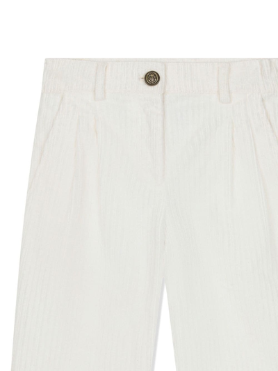 Shop Dolce & Gabbana Logo-patch Pleat-detail Trousers In White