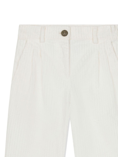 Dolce & Gabbana Embroidered-logo Corduroy Trousers In White
