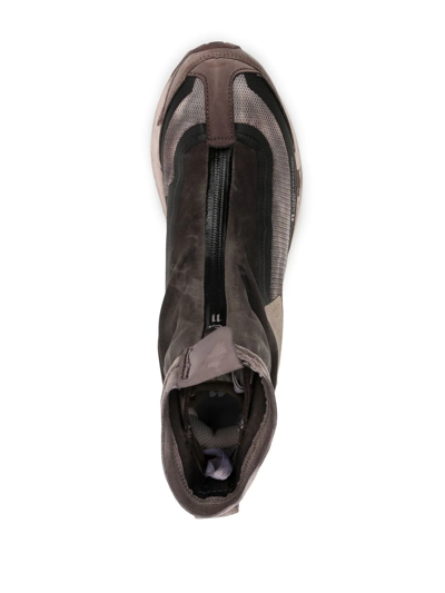 Shop 11 By Boris Bidjan Saberi Distressed-effect Panelled Ankle Boots In Brown