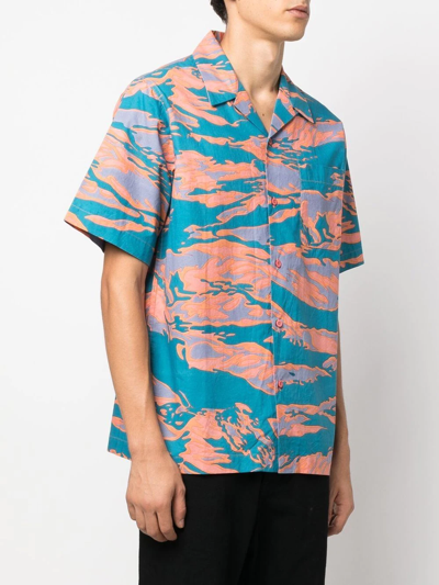 Shop Maharishi Graphic-print Camp-collar Shirt In Orange