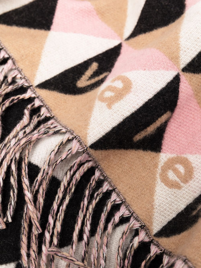 Valentino Pink Archive Pattern Wool Poncho In Multicolour