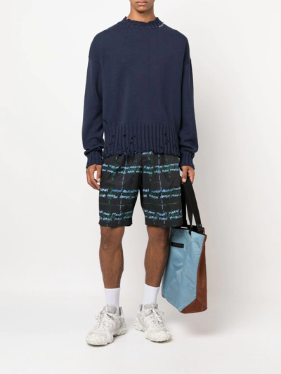 Marni Logo-print Bermuda Shorts In Black